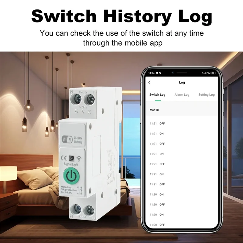 VOLL-Tuya Wifi Smart Circuit Breaker 1P + N 63A Din-schiene Schalter Mit Strom Statistiken Fernbedienung sprach Steuerung Für Alexa Hause