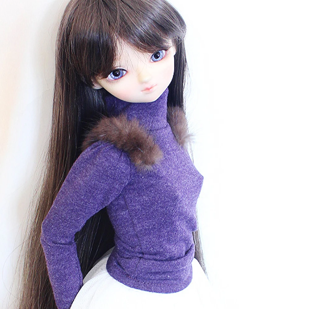 D04-B349 Children handmade toy BJD/SD doll clothes 1/4 1/3 Purple high neck bottom shirt 1pcs