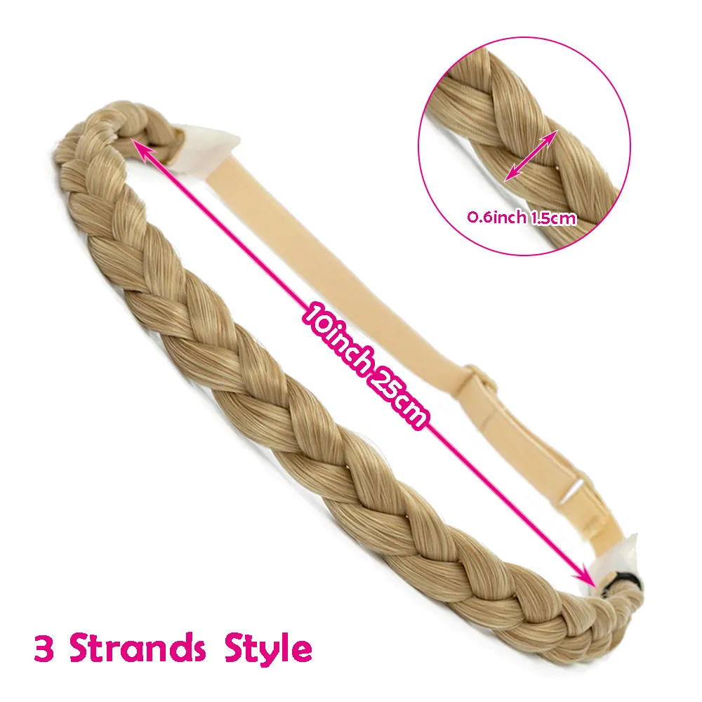 S-noilite Synthetic Braided Headband Plaited Hair Band Chunky Braided Extensions Elastic Stretch Braid Hairband Braids Hairpiece