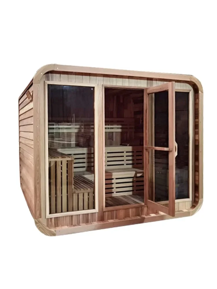 Hemlock Outdoor Cube Wood Sauna Steam Sauna Room with Stove