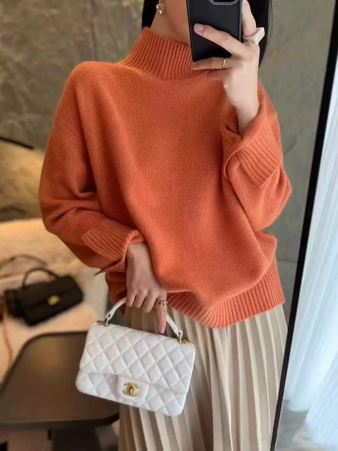 

Женский пуловер из 100% чистого кашемира с круглым вырезом, свободные манжеты, рубашка с разрезом, ленивый ветер, осень-зима, теплый удобный топ