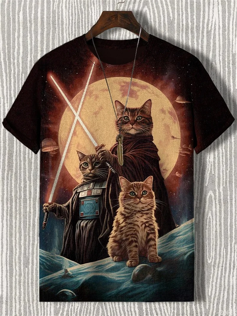 Fashion Cat 3D Printed T Shirts For Men Summer Casual Crew Neck Cats Graphic Short Sleeve T-shirt Trend Streetwear Oversized Tee