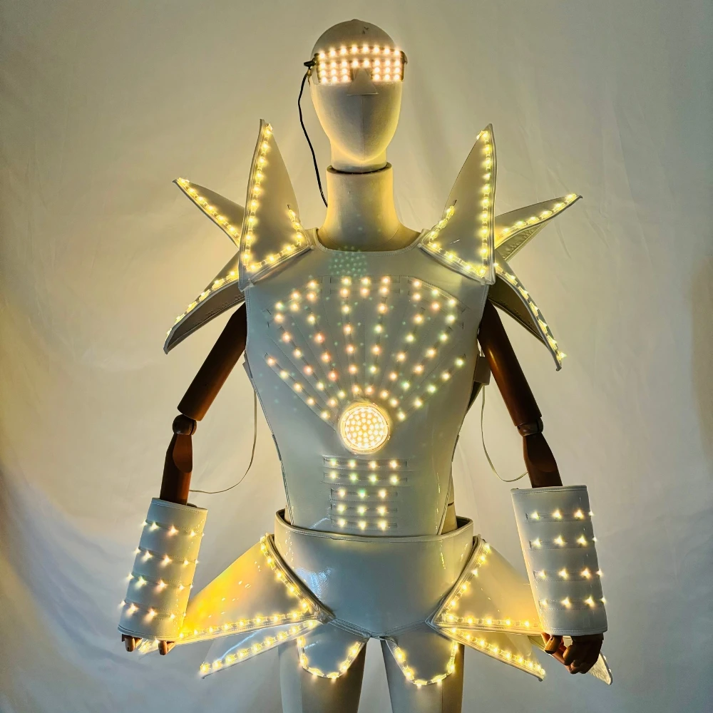 

Programmable RGB LED Robot Suit Costume Full Color Wireless Control, Rechargeable Battery for Stage Show Dancing Performance