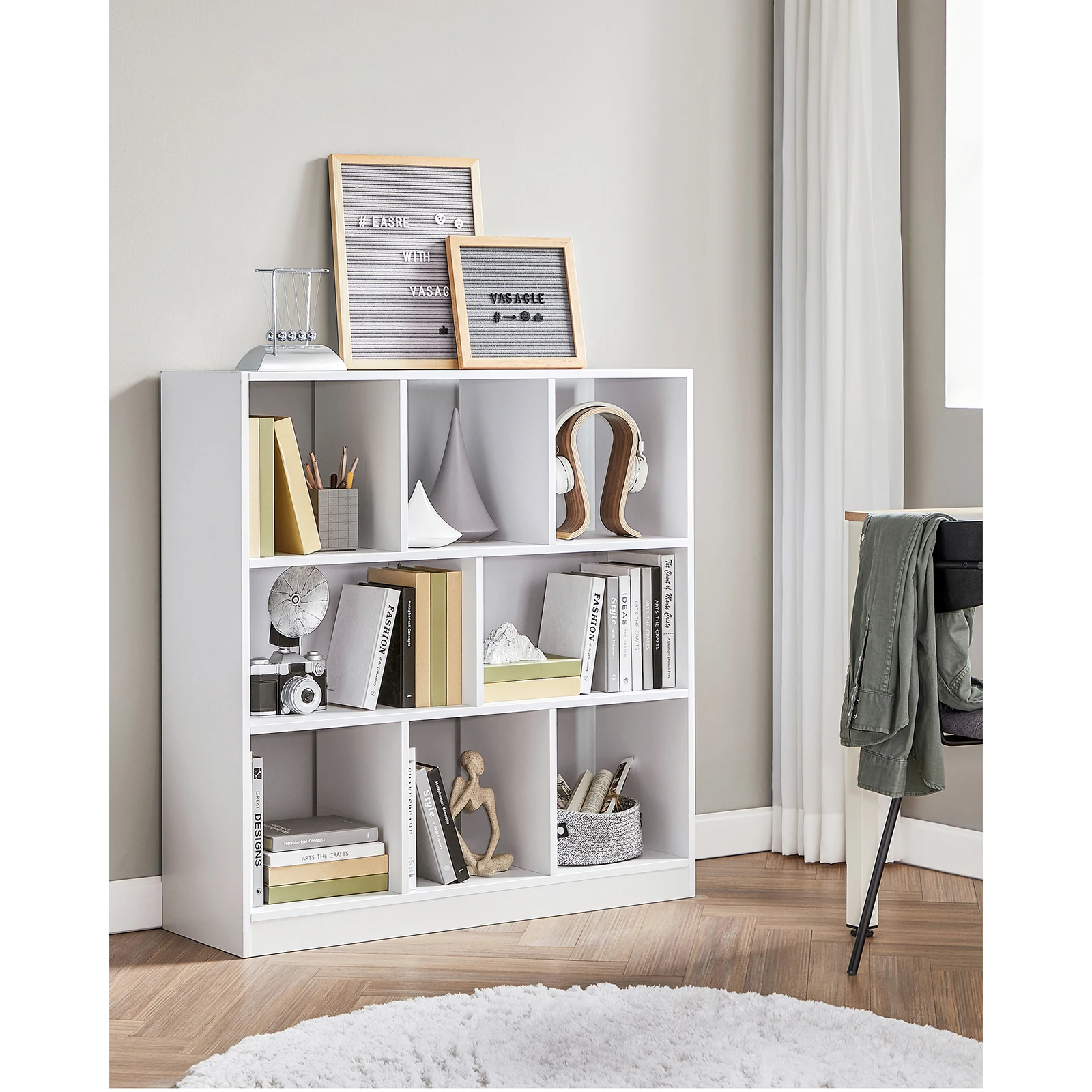 VASAGLE Bookcase, Shelf, Storage Unit with Open Compartments, 97.5 x 30 x 100 cm, Rustic Brown