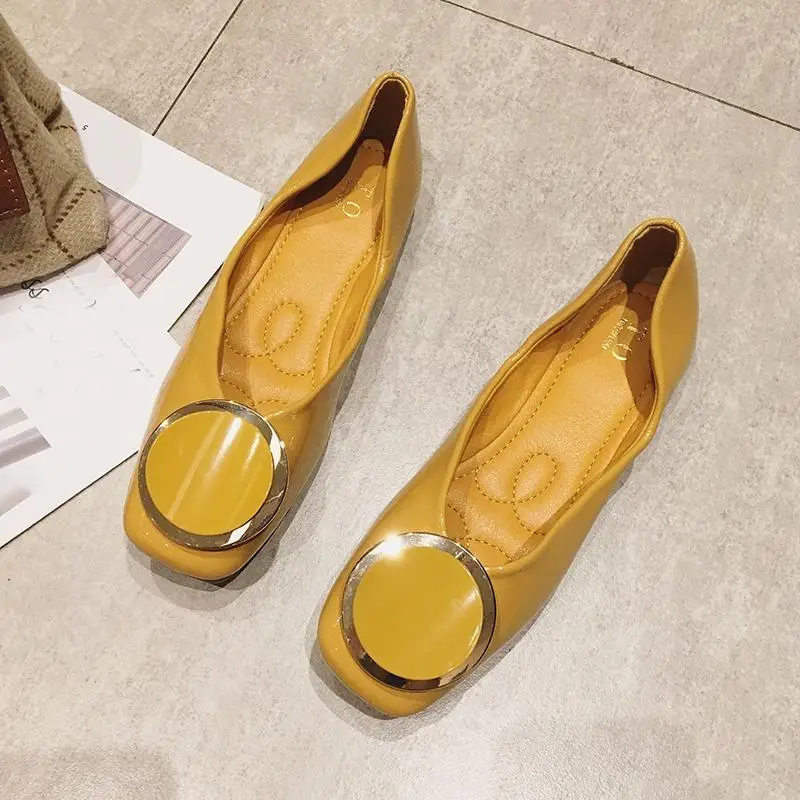 Spring Summer Soft Shoes Women Flats Fashion Brand Elegant Ladies Single Shoes Black Red Yellow Plus Size 42 D430
