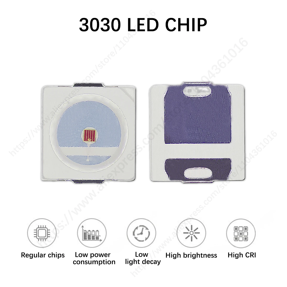 3030 SMD  ICE Blue Light 0.5W High Brightness Single Color LED Diode for DIY Projects, Indicator Lights, Electronic Components