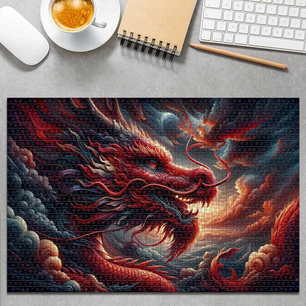 35/150/300/500/1000 قطعة النار التنين صور مخصصة شخصية الضغط الألغاز بازل قطع فسيفساء الألغاز المخصصة في الصور