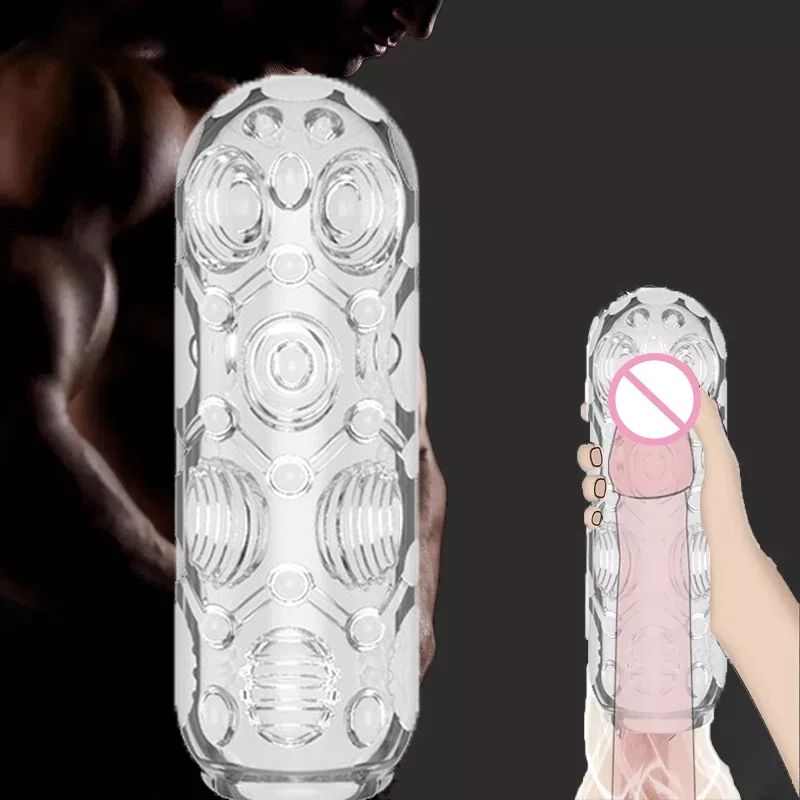 Masturbation for Men Pleasent Aircraft Cup Device Soft Transparent Pocket Vaginal Sleeve Training Adult Sex Toy for Male