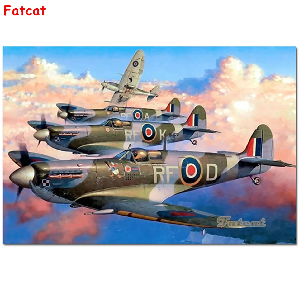 DIY Diamond Painting Worldwar Raf Spitfire Fighter Full Square Diamond Embroidery sale Cross Stitch sets Mosaic Handmade PP4083