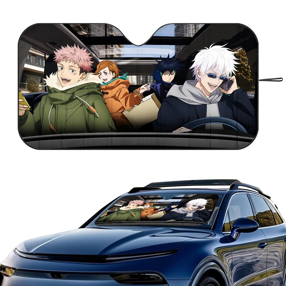 J-Jujutsu Kaisen Anime Car SunShade Windshield Foldable Three-layer Insulation Sunshade By Suction Cup Blocks UV Rays Sun