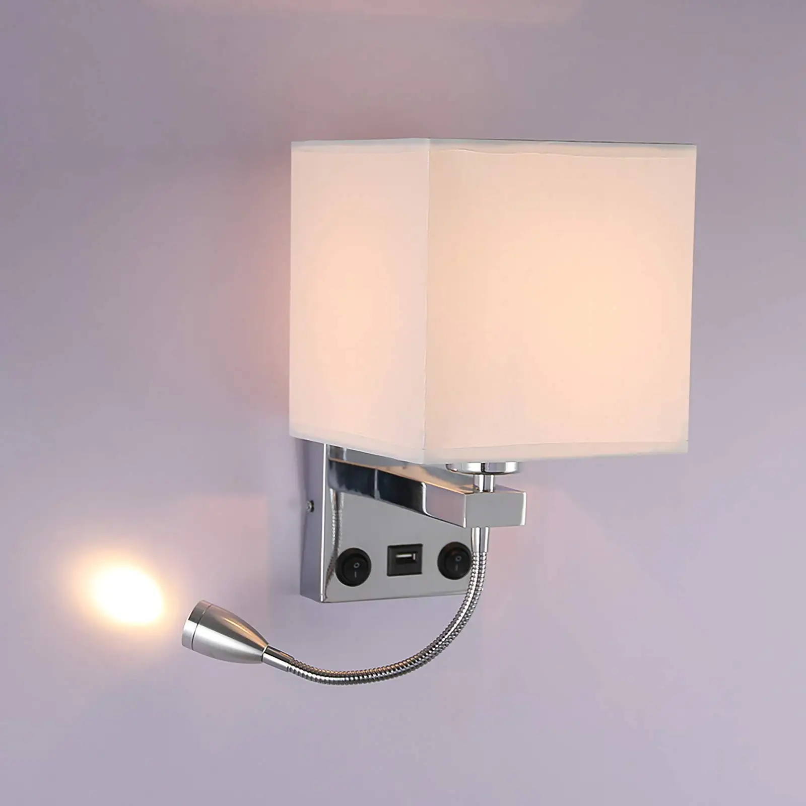 

LED Wall Lamp Indoor, Bedside Reading Rocker Wall Light,2 Toggle Switches, Bedroom Wall Lamp, Candle Holder Living Room Corridor