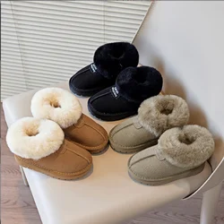 2024 New Simple Girls Slipper Elastic Band Fashion Kids Toes Wrapped Winter Warm Boys Children Cotton Shoes Casual Non-slip Cute