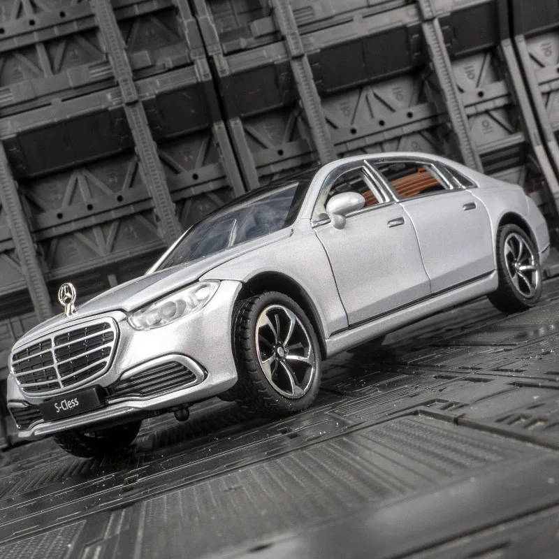 1/22 Maybach S400 Alloy Luxy Car Model Diecast Metal Toy Vehicle Car Models Simulation Sound and Light Collection Childrens Gift