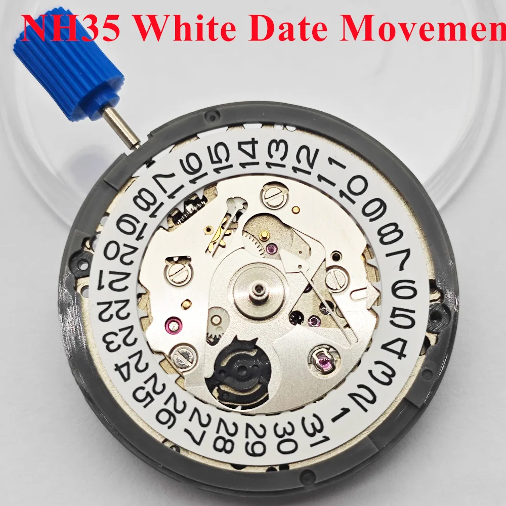 NH35 حركة الساعة تاريخ اليوم الأبيض 24 مجوهرات عالية الدقة الميكانيكية التلقائية ساعة يد تعمل بالحركة المعصم تناسب الرجال