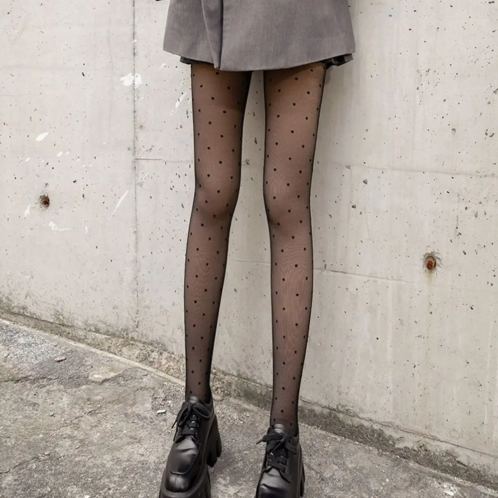 Bottoming Pants Double-layer Point Dot Pantyhose Nylon Slim Bare Leg Socks Dress Tights Black Bare Leg Artifact Ladies