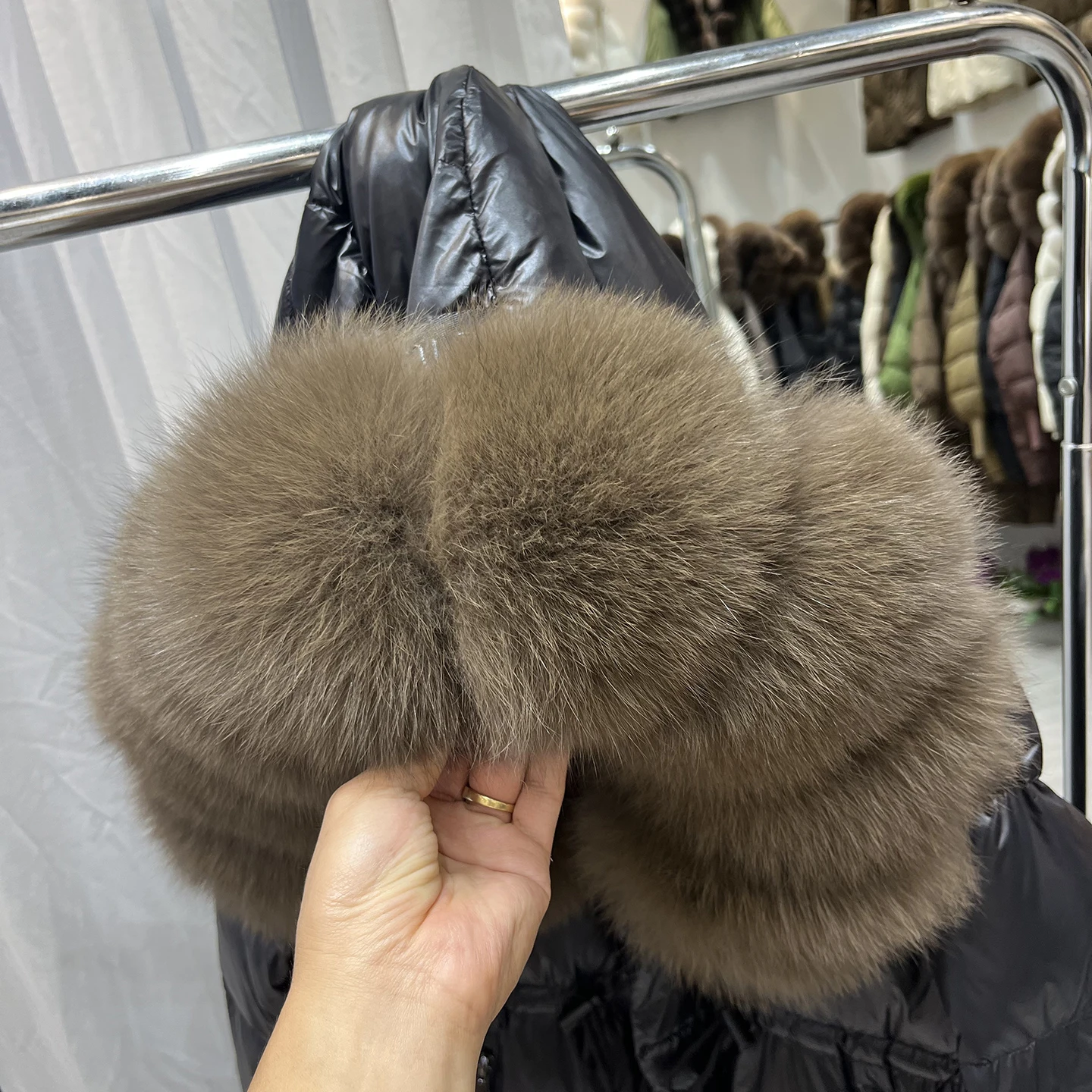 طويل طول الفراء طوق أسفل Jaet المرأة ثي الدافئة ملابس خارجية Tagkita الكورية Sle مستقيم قطع معطف الشتاء #3