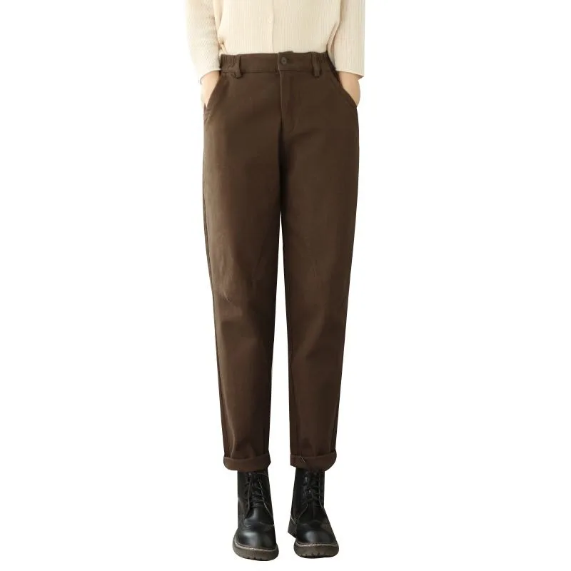Pantalon femme à la mode et chaud polaire épaissi vêtements de travail sarouel ample décontracté taille haute et Petit pantalon radis