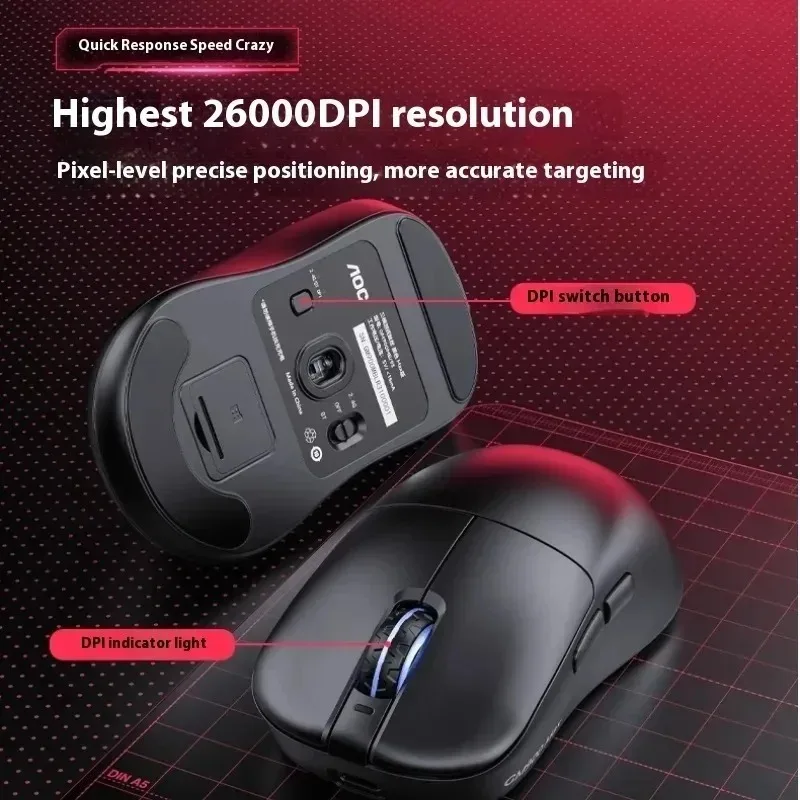 Mouse Nirkabel AOC GM900PRO paw3395 3Mode Ringan Pengisian Cepat Mouse Gaming Esports LOL PUBG CSGO VALORANT Action Delta