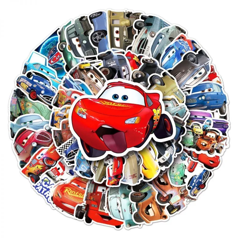 50pcs Disney Cars Lightning McQueen Cartoon Cute Waterproof Graffiti Stickers Creative Personalized DIY Decorative Stickers Toy