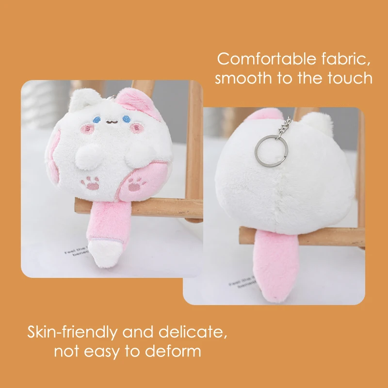 Kawaii Long Tail Cat Plush Doll Pendant Bag Decoration Cute Soft Stuffed Keychain High Quality Lovely Gift Car Key Accessories