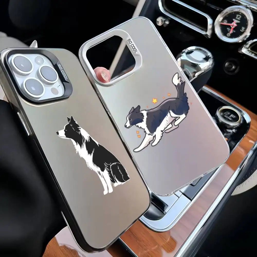 

cute border collie dog Phone Case For iPhone17,16,15,14,13,12,11 Plus,Pro Silver White Matte Shockproof Cover