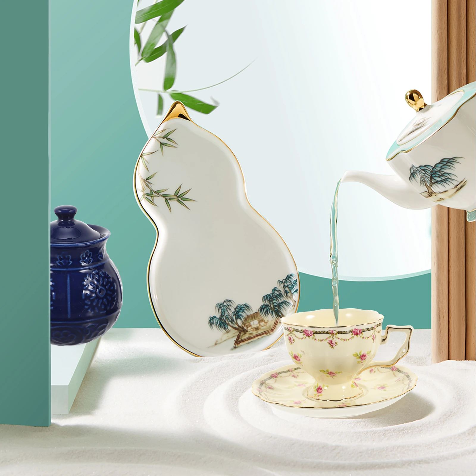 

1Set Ceramic Coffee Cup Saucer Vintage Style Delicate Milk Mug for Home Office Cafe Restaurant Daily Use Water Cup