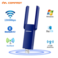 COMFAST 1300Mbps WiFi USB Adapter Bluetooth 5.2 Adaptador Network Card 2G&5Ghz 650Mbps Cle Antena Para Dongle PC/Laptop Win10/11