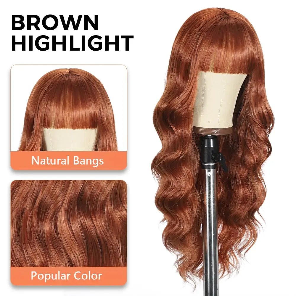 Light brown long curly hair synthetic wig for Halloween cosplay wig for role-playing Daily party high-temperature hairnet