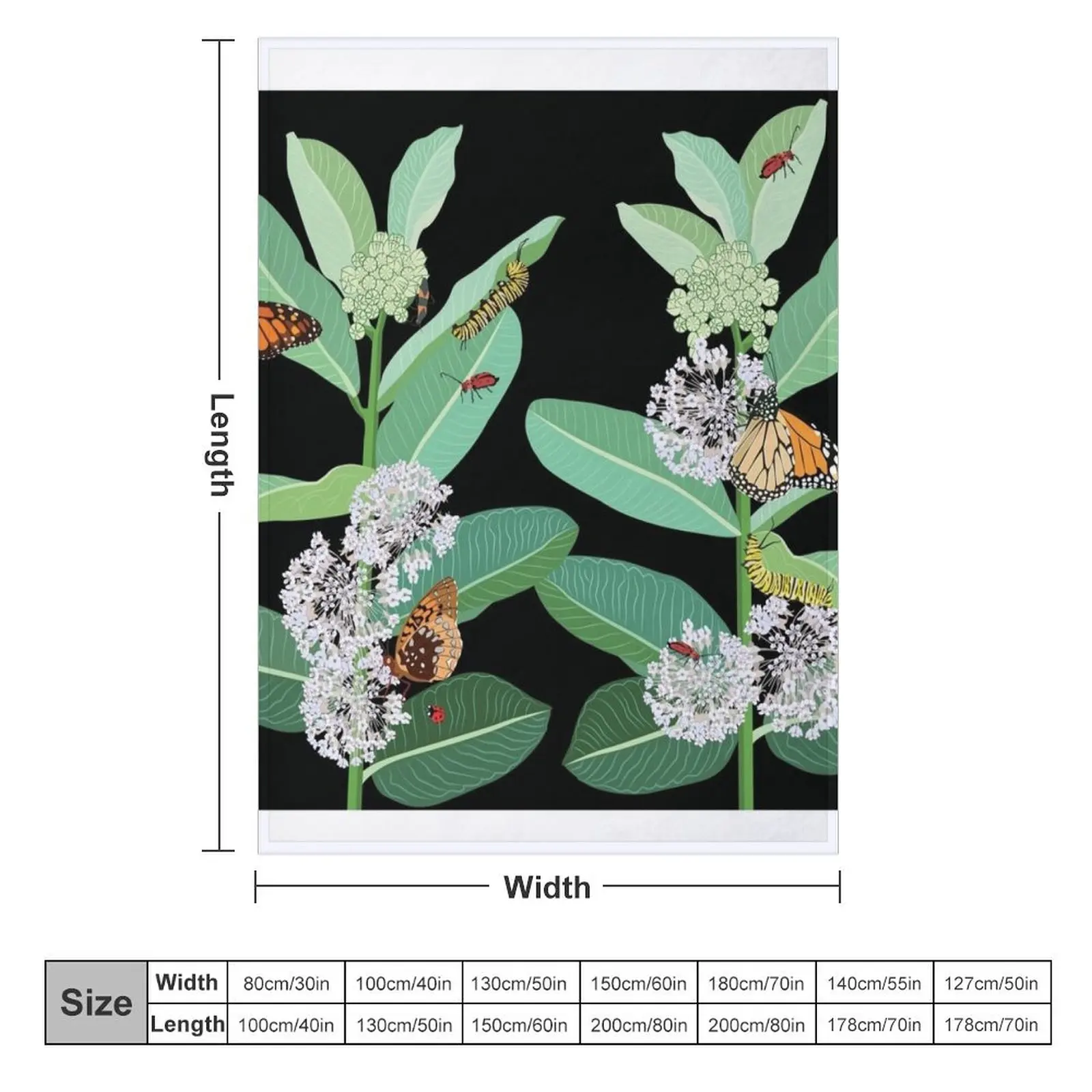 Monarch butterflies and milkweed Throw Blanket funny gift valentine gift ideas warm winter Furrys Blankets