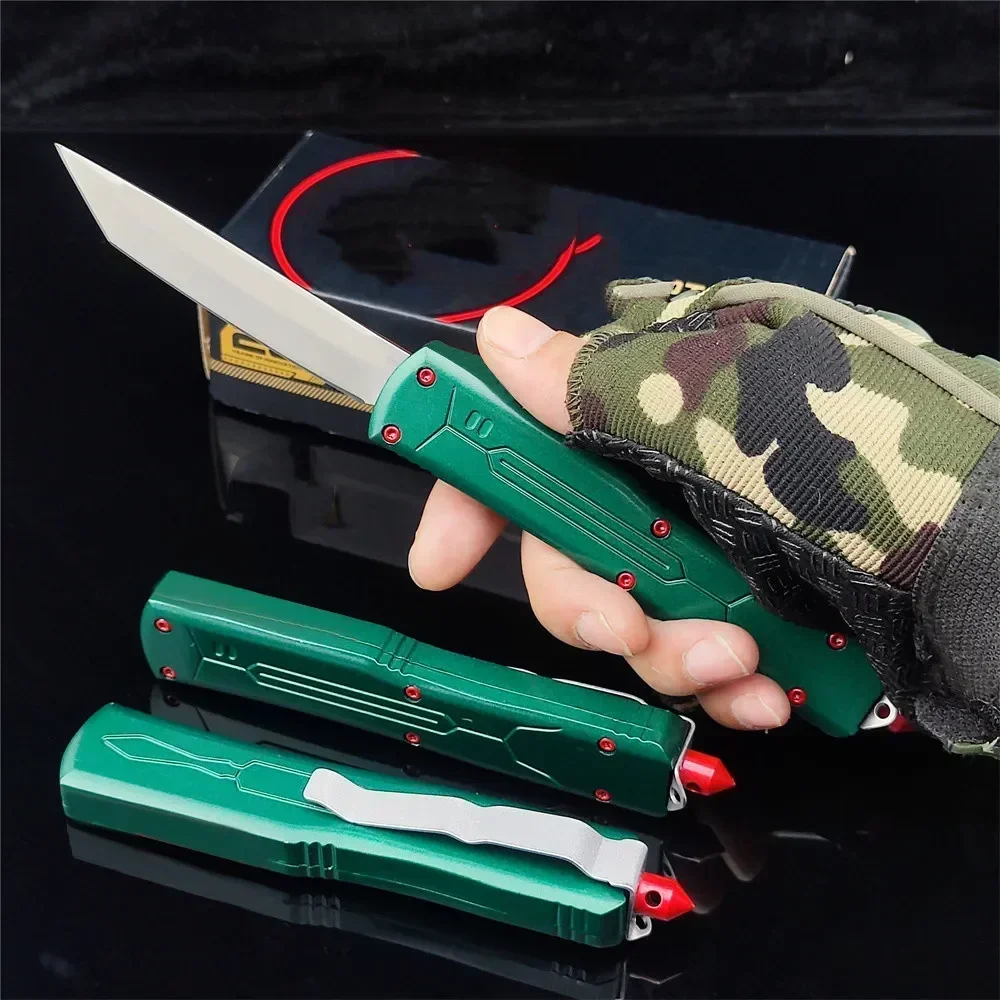 BM Micro Bounty Hunter Knife 440C Blade Green Zinc Alloy Handle Tactical Combat Survival Hunting Knives with Sheath