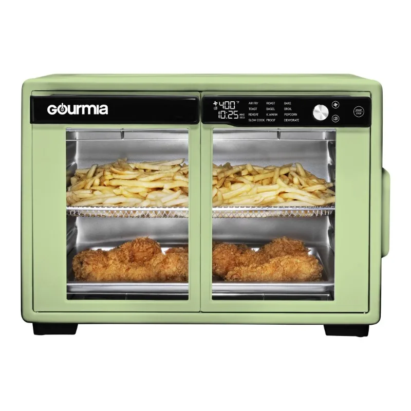 Gourmia 9-Slice Digital Toaster Oven Air Fryer with Convection Mode and 12 Cooking Functions, Green