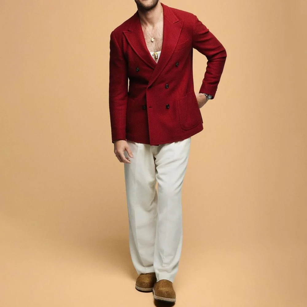 

Double Breasted 2 Pieces Jacket Pants Men's Suit Sets Wedding Groom Tuxedo Formal Occasion Blazer Set Best Man Costumes Hommes