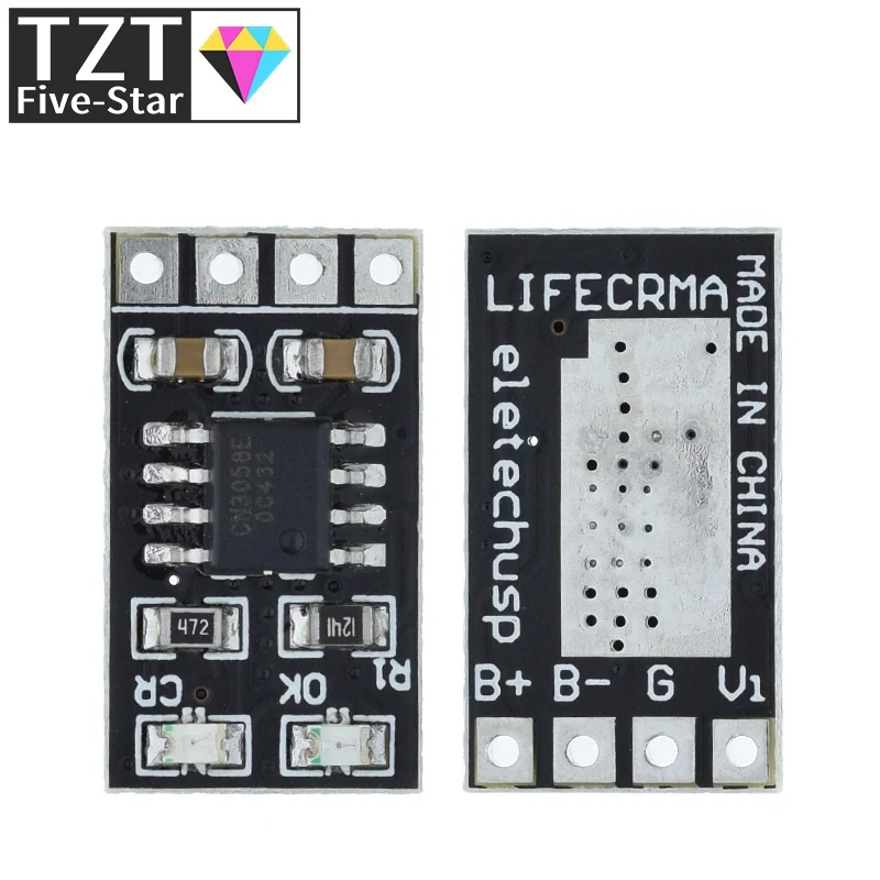 TZT Dedicado LiFePO4 Módulo Carregador de Bateria, 3.6V, 1A, CV/ CC, Proteção contra sobretensão, Recarga automática, Low-Power, 3.2V, LiFePO4