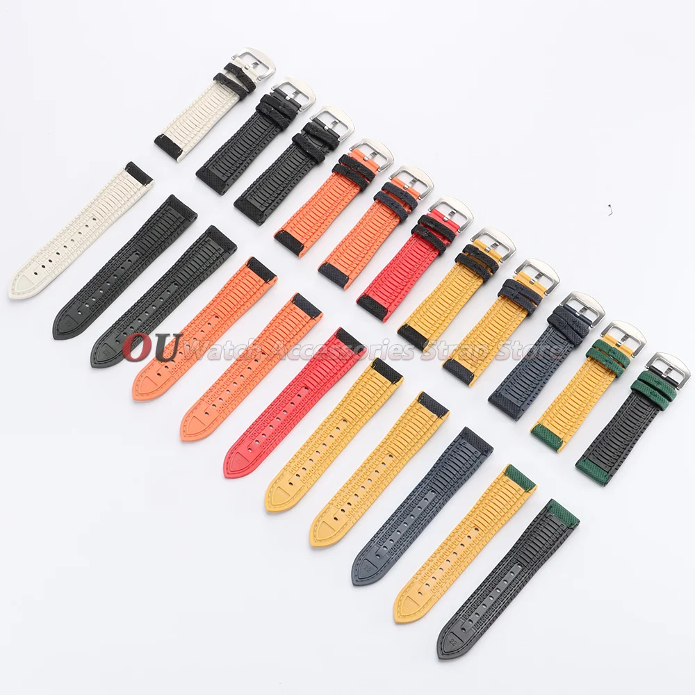 18mm 19mm 20mm 21mm 22mm 24mm Nylon Sailcloth Rubber Hybrid Watch Band Replace Watch Strap Silicone Waterproof Men's Bracelets image 5