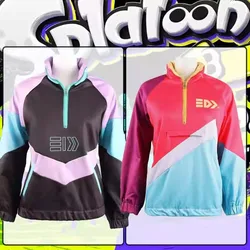 Legend Game Splatoon 2 Vintage Cosplay Costume Top Women Men Casual Pullover Sweatshirt Coat Contrast Color Zipper Hoodie
