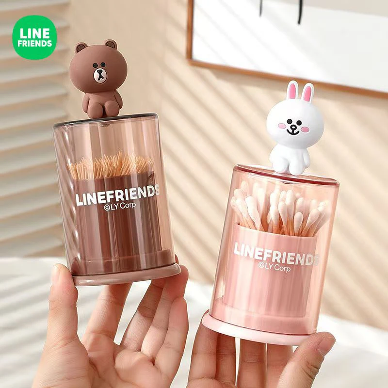 Linefriends Toothpick Box Home Creative Storage Box Cotton Swab Box High-looking Cute Interior Decorations Gift Collection