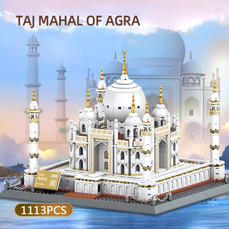 World Famous Modern Architecture India Taj Mahal Of Agra Building Block Construction Kits Model Bricks Toys Collection For Gifts