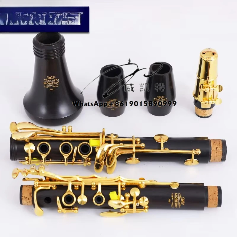 

Clarinet Bb Wood Ebony Gold-plated 17 Keys Grenadilla Sib Klarnet M62(OEM)