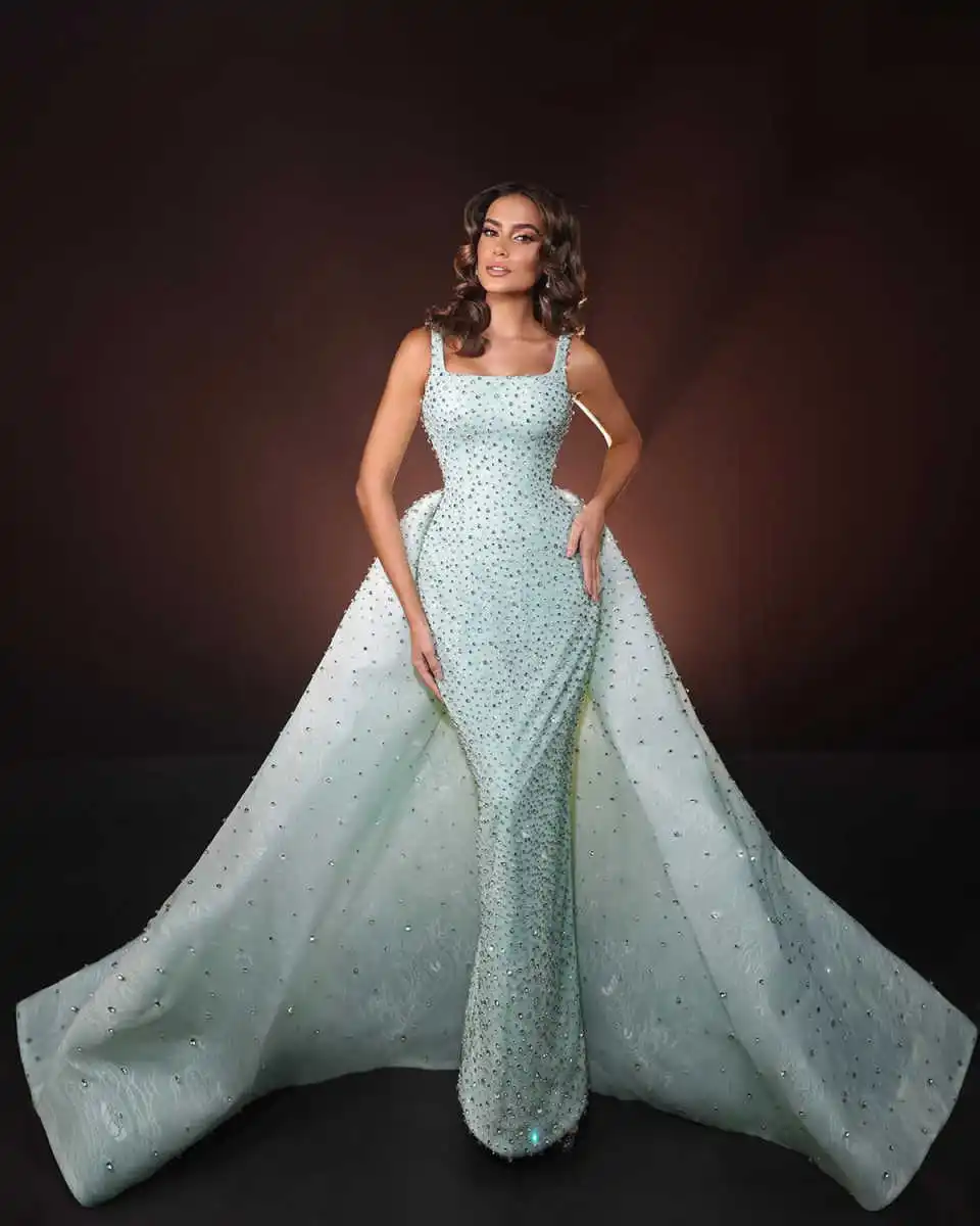 Vestido de novia elegante con lentejuelas, vestido de novia de cristal con tirantes finos, vestido de baile sin mangas, tren desmontable, vestidos personalizados