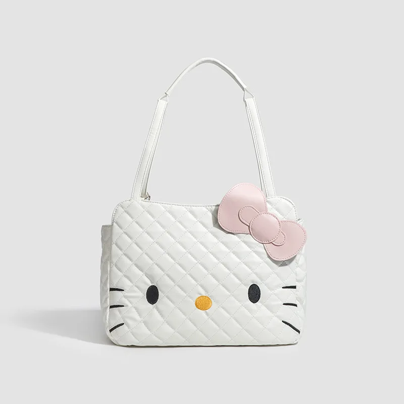 

Sanrio Cute White hello kitty Shoulder Bag Women's New Fashion Cartoon Tote Bag Large Capacity Diamond Backpack