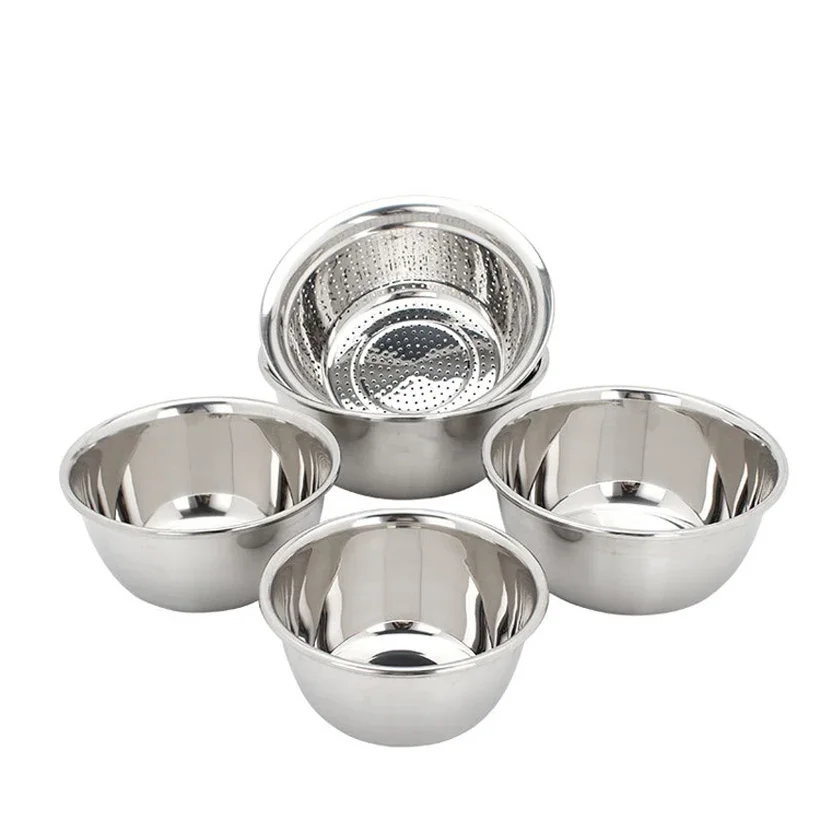 Stainless Steel Bowls Set 5PCS/SET Nesting Salad Mixing Bowl Fruit Vegetable Food Storage Container Cooking Tools