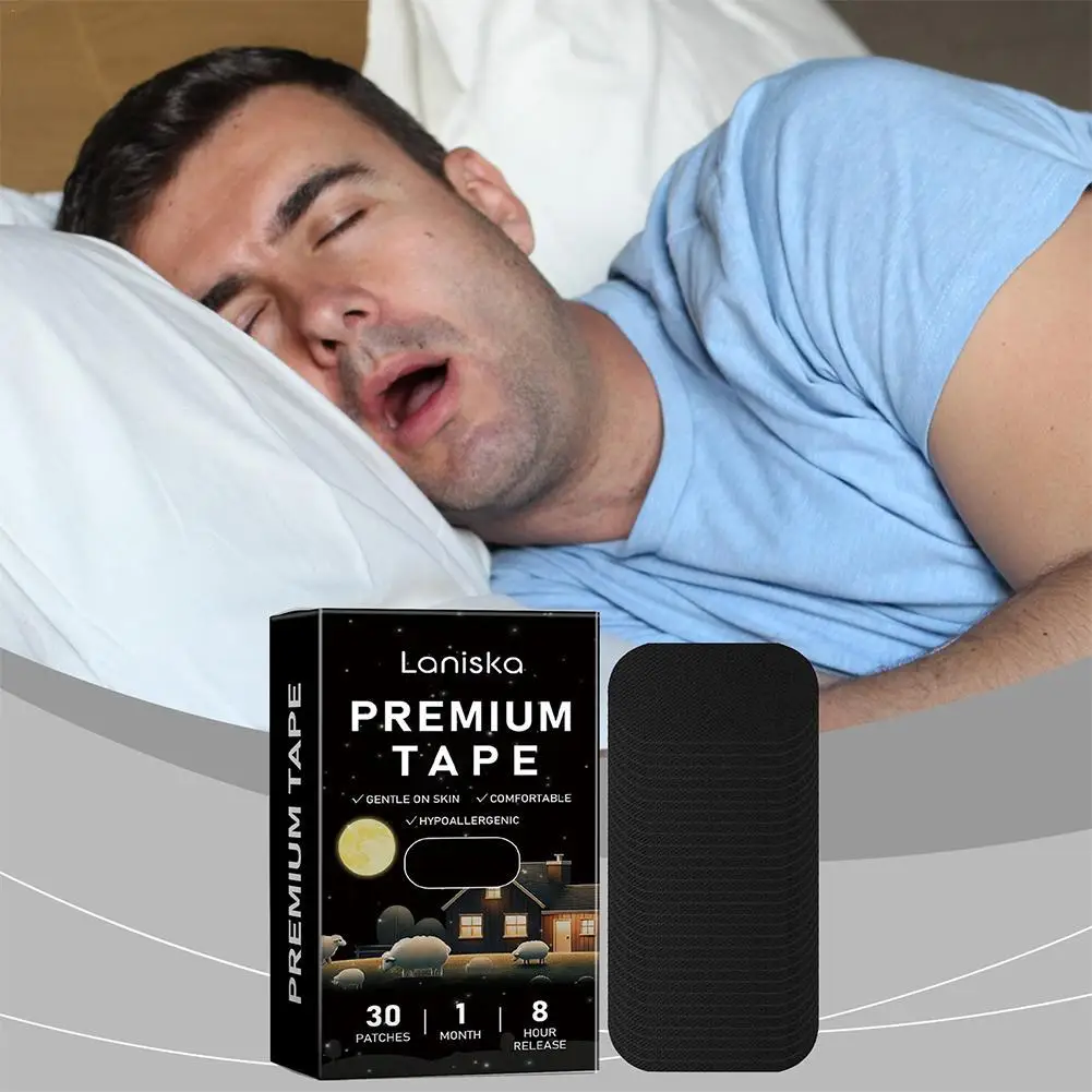 

30pcs Black Closed Mouth Patch Sleep Mouth Breathing Prevention Reduce Mouth Dryness Sealing Correction Patch Breathing Strips