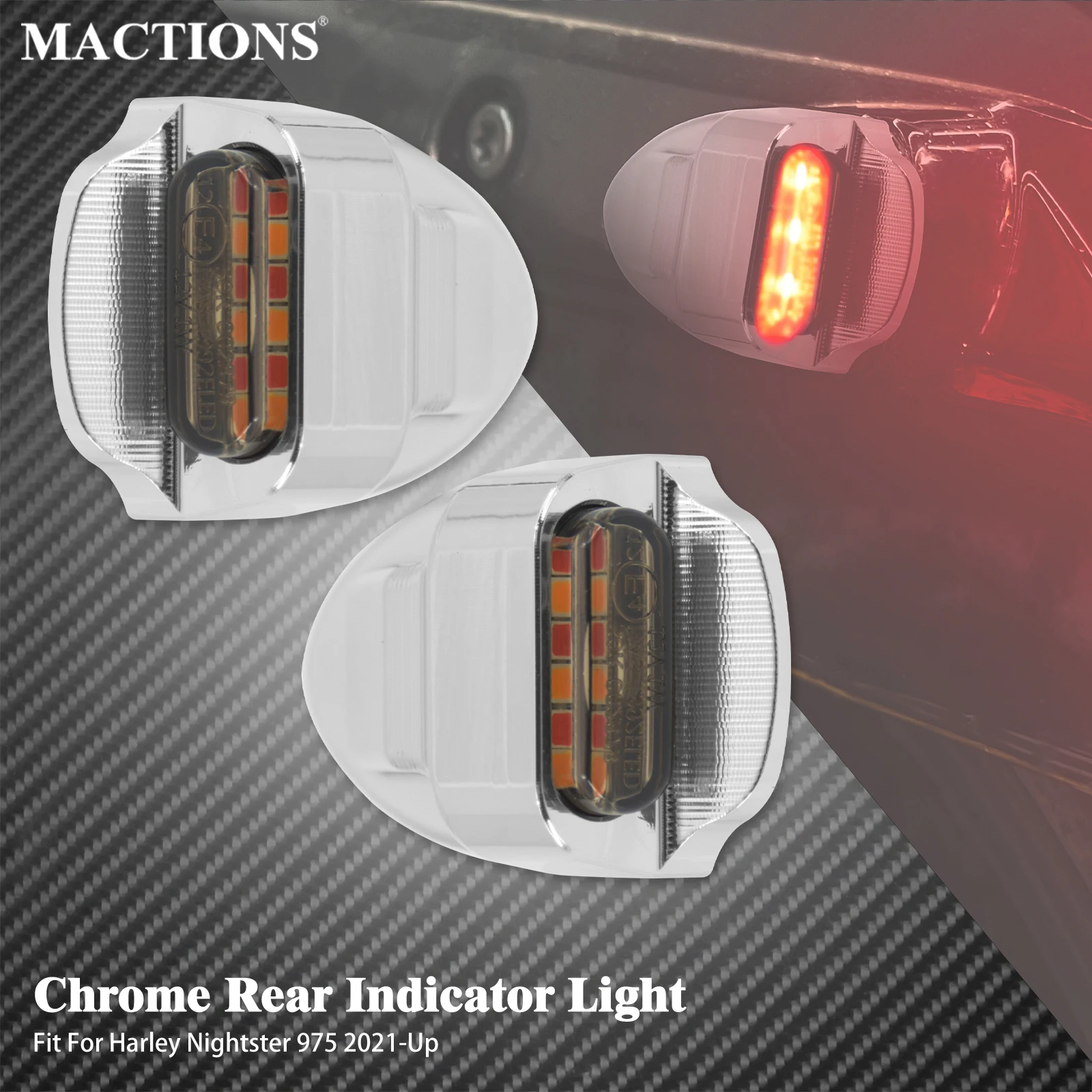 

Rear Led Indicator Lights 12V Motorcycle Brake Turn Signal Tail Lamp Taillight Chrome For Harley Sportster Nightster 975 21-2023