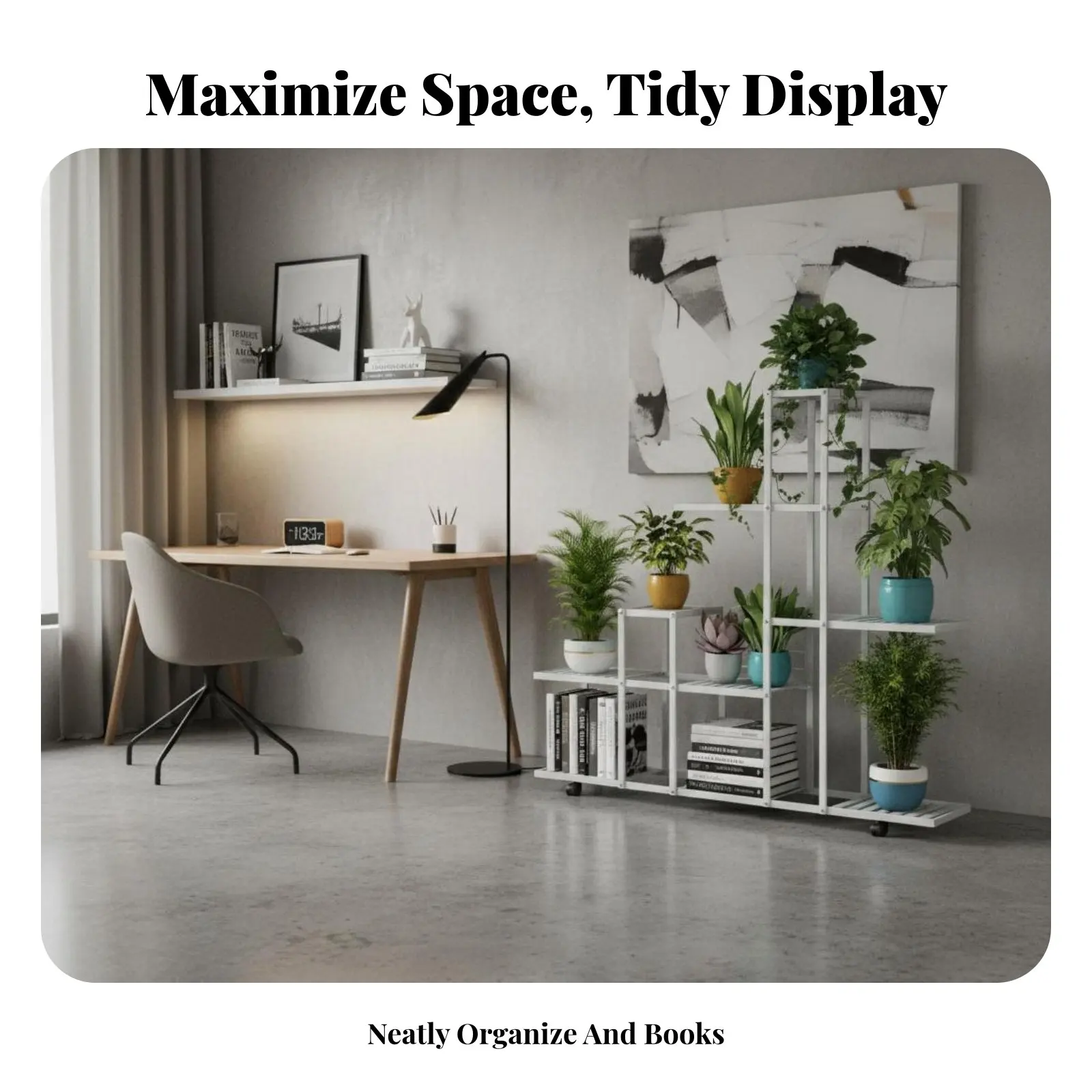 多層フラワーポットホルダー-フロアスタンド型-5段ローリングプラントスタンド-省スペース-組み立て簡単-バルコニー、パティオ、寝室用