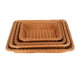 Cestino di vimini rettangolare in Rattan intrecciato a mano frutta tè Snack pane Picnic scatola di immagazzinaggio cosmetica forniture da cucina strumenti per la casa