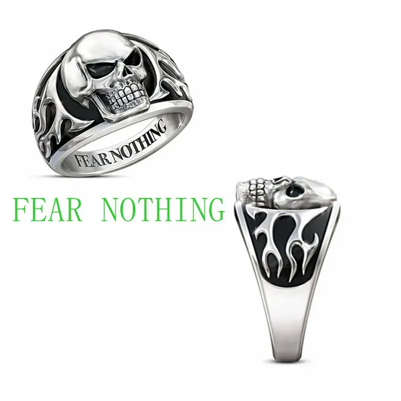 

Hip Hop Style Ring Personalized Skull Theme Men's Ring Rock Style Decoration Ring Pendant Punk Motorcycle Decoration