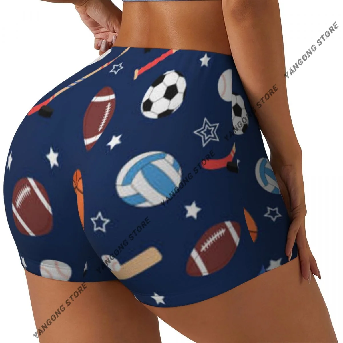 Spandex Yoga Shorts for Women American Football Basketball Workout Booty Shorts
