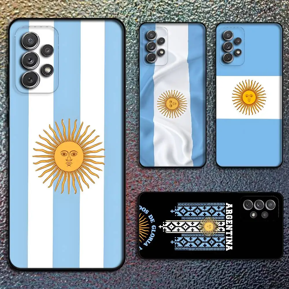 Argentina Flag Soccer 10 Phone Case For Samsung S24,21,22,23,30,Ultra,20,Plus,Note,10,9,Black soft silicone case