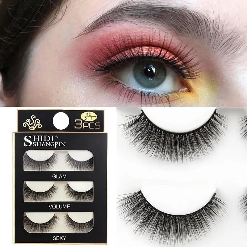 3 Paar 3D-Faux-Nerzwimpern, natürlich, dick, lang, falsche Wimpern, dramatische falsche Wimpern, Make-up-Verlängerung, künstliche Wimpern