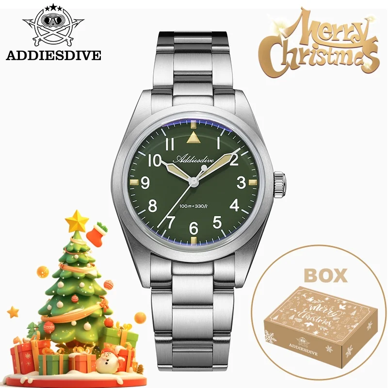 

ADDIESDIVE 36mm AD2502 Watch For Men Christmas Gift Titanium Alloy 10Bar Waterproof Luminous VH31 Movement Quartz Watch
